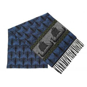 New Made in Scotland Lambs Wool Celtic Viking Longship Ship Boat Scarf